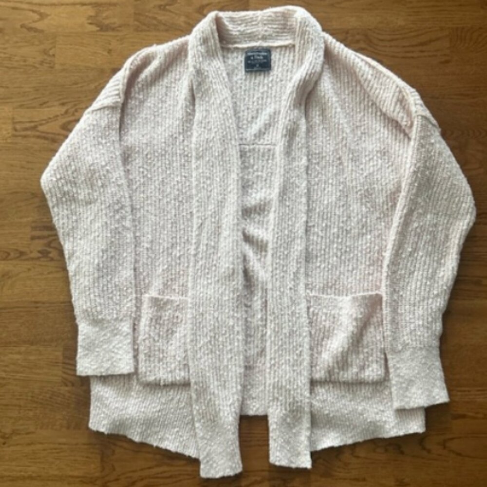 Abercrombie Cardigan Sweater Women Knit Open Pink Blush Shawl Collar Pockets M